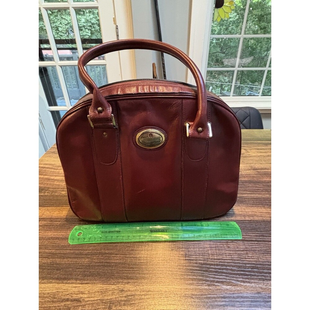Etienne Aigner Oxblood Cowhide Leather Satchel Top Handles Bag Vintage 90s?